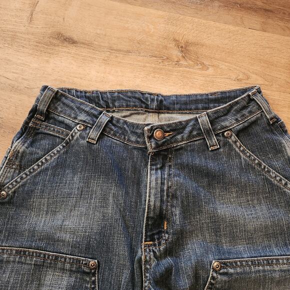 VINTAGE Carhartt Jeans Mens 30x29 Dungaree Logger Blue Double Knee EUC - Picture 2 of 8